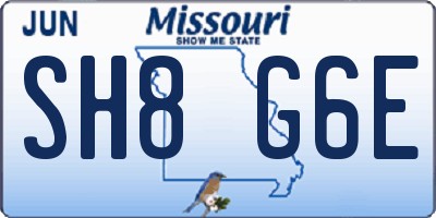 MO license plate SH8G6E