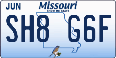 MO license plate SH8G6F