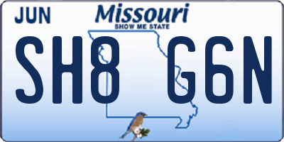 MO license plate SH8G6N
