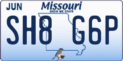 MO license plate SH8G6P