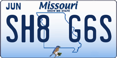 MO license plate SH8G6S