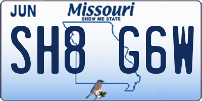 MO license plate SH8G6W