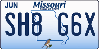 MO license plate SH8G6X