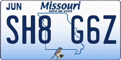 MO license plate SH8G6Z