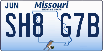 MO license plate SH8G7B