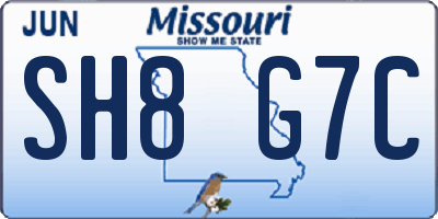 MO license plate SH8G7C