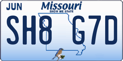 MO license plate SH8G7D