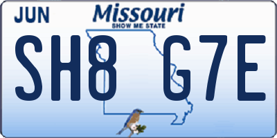 MO license plate SH8G7E
