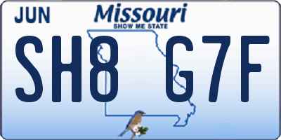 MO license plate SH8G7F
