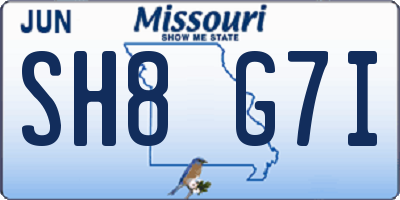 MO license plate SH8G7I