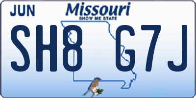 MO license plate SH8G7J