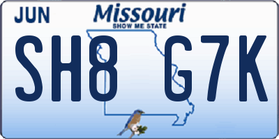 MO license plate SH8G7K
