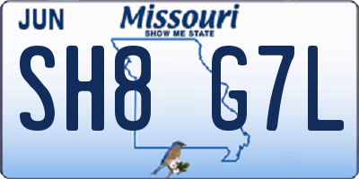 MO license plate SH8G7L