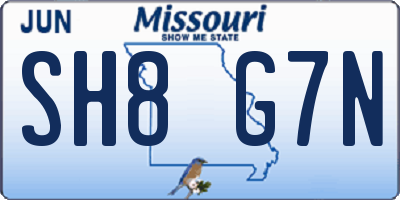 MO license plate SH8G7N