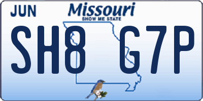 MO license plate SH8G7P