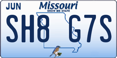 MO license plate SH8G7S