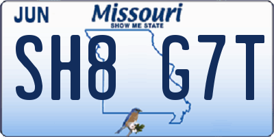 MO license plate SH8G7T
