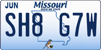 MO license plate SH8G7W