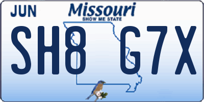 MO license plate SH8G7X