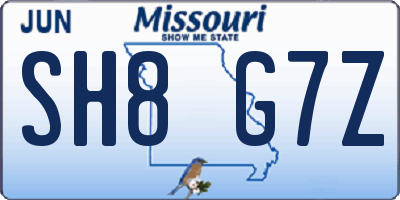 MO license plate SH8G7Z