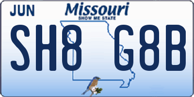 MO license plate SH8G8B