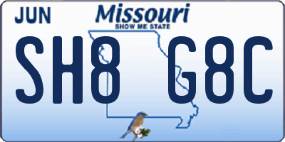 MO license plate SH8G8C