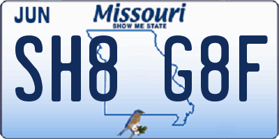 MO license plate SH8G8F