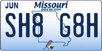 MO license plate SH8G8H