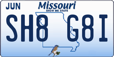 MO license plate SH8G8I