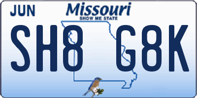 MO license plate SH8G8K
