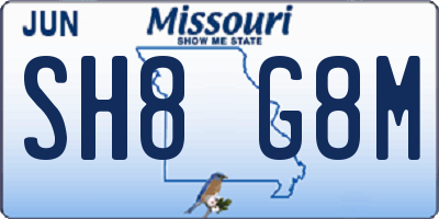 MO license plate SH8G8M