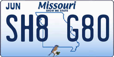 MO license plate SH8G8O