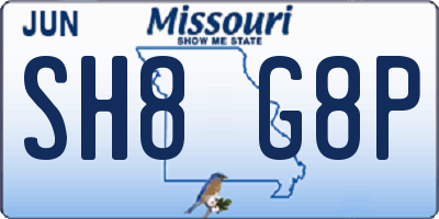 MO license plate SH8G8P