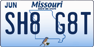MO license plate SH8G8T