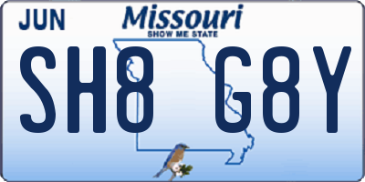 MO license plate SH8G8Y