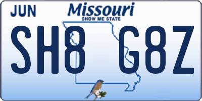 MO license plate SH8G8Z