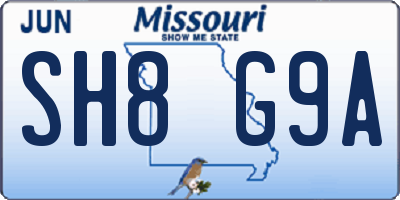 MO license plate SH8G9A