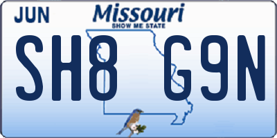 MO license plate SH8G9N