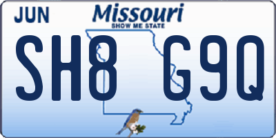 MO license plate SH8G9Q