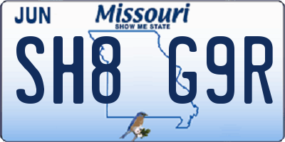 MO license plate SH8G9R