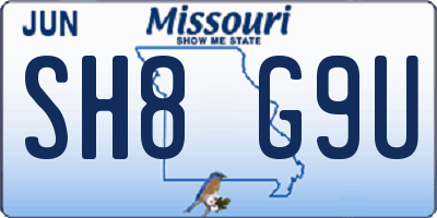 MO license plate SH8G9U