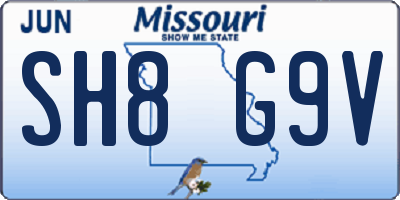 MO license plate SH8G9V