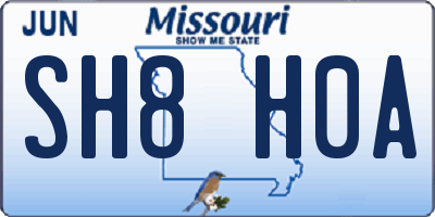 MO license plate SH8H0A