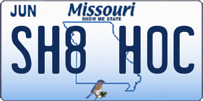 MO license plate SH8H0C