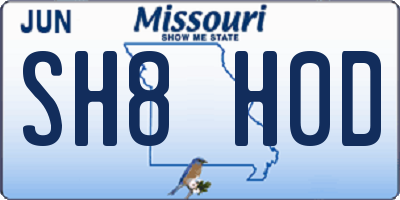MO license plate SH8H0D