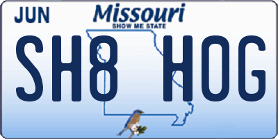 MO license plate SH8H0G
