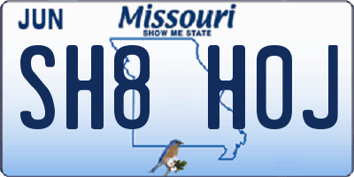 MO license plate SH8H0J