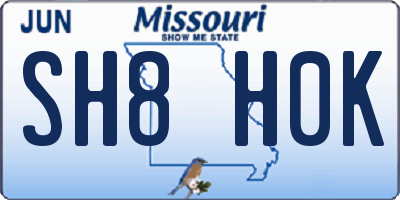 MO license plate SH8H0K