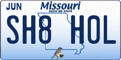 MO license plate SH8H0L