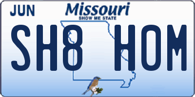 MO license plate SH8H0M